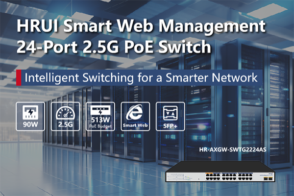 New - HRUI 24 Port 2.5G Smart Web PoE Switch