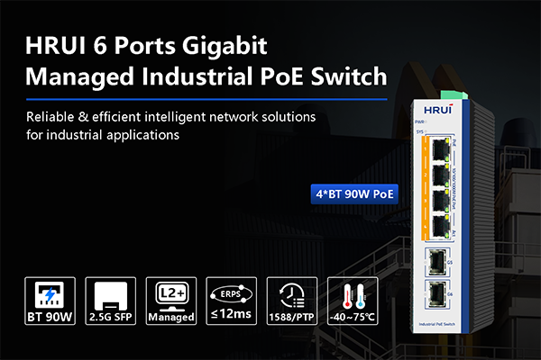 HRUI 6 Ports Gigabit Managed Industrial PoE Switch