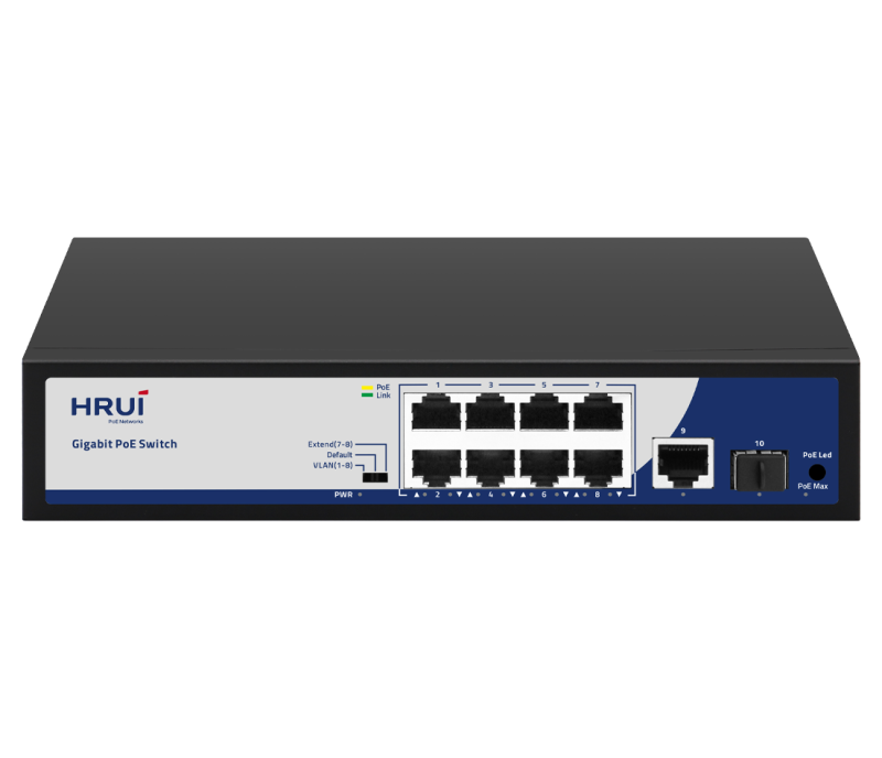 HR-AFG-811NS - 9-Port 1G and 1-Port 1G SFP PoE Switch