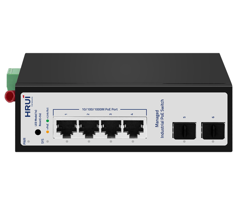 HR500-AFGM-42S - 6-Port Gigabit Industrial Managed PoE Switch