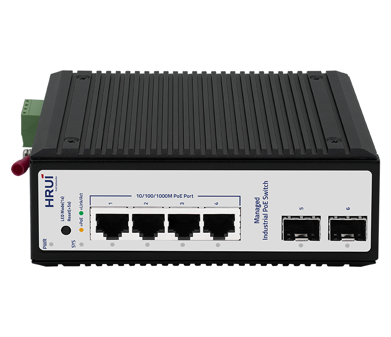 HR722P-4T2GS-A - 6-Port Gigabit Industrial Managed PoE Switch