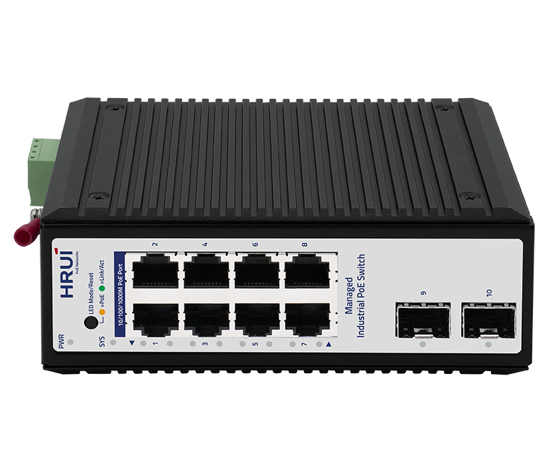 HR722P-8T2GS-A - 10-Port Gigabit Industrial Managed PoE Switch